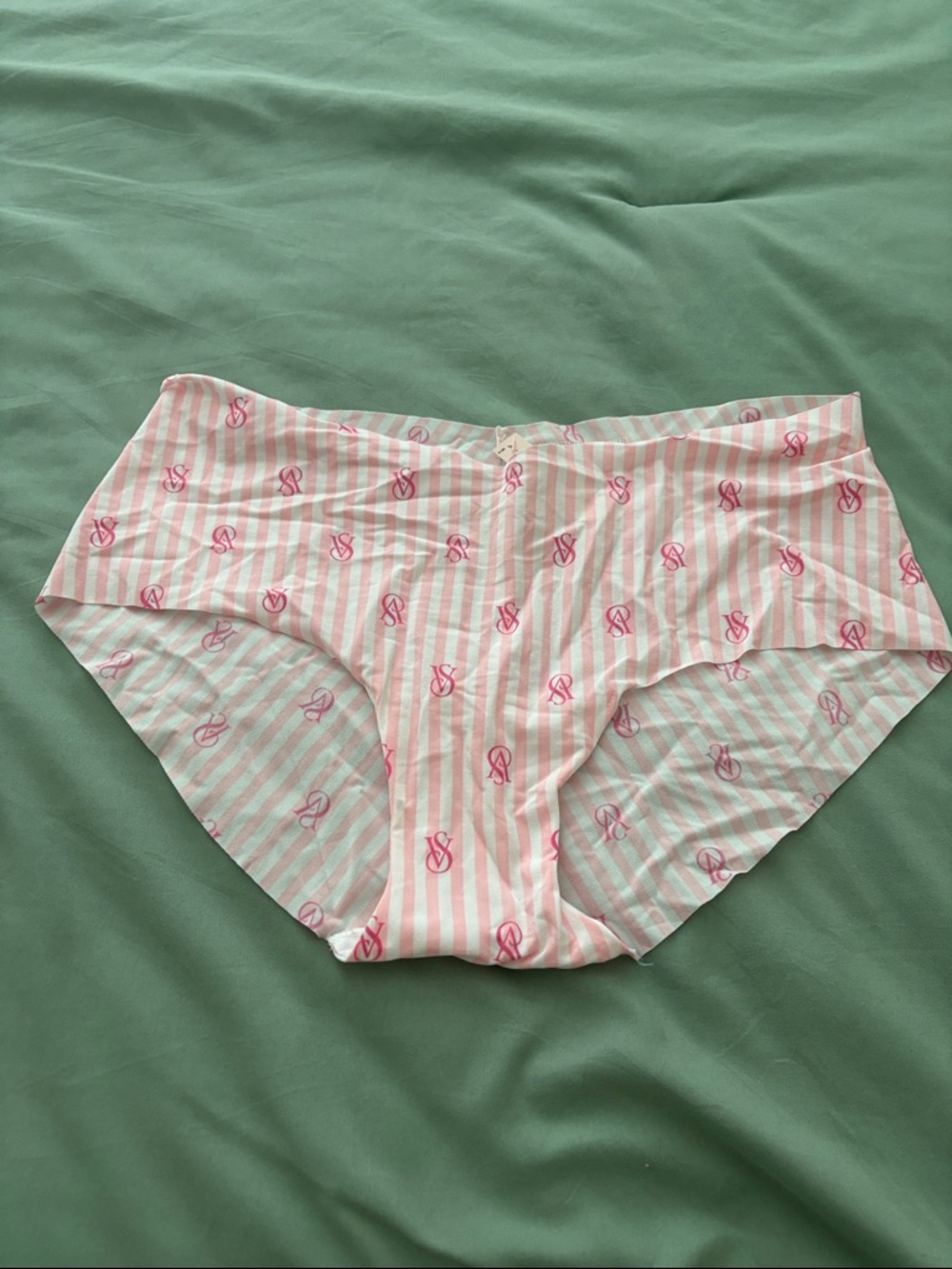 Victoria’s Secret No Show Hiphugger iconic Heritage Pink Stripe with VS Logo